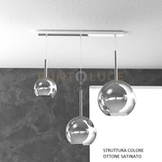 SOSP. OTTONE SAT. RETTANGOLARE 3 LUCI VETRI (1 X GRANDE+ 1 X MEDIO+ 1 X PICCOLO)TUTTI CROMO 1155OS-S3 RMIX-CR