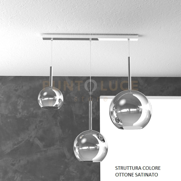 SOSP. OTTONE SAT. RETTANGOLARE 3 LUCI VETRI (1 X GRANDE+ 1 X MEDIO+ 1 X PICCOLO)TUTTI CROMO 1155OS-S3 RMIX-CR