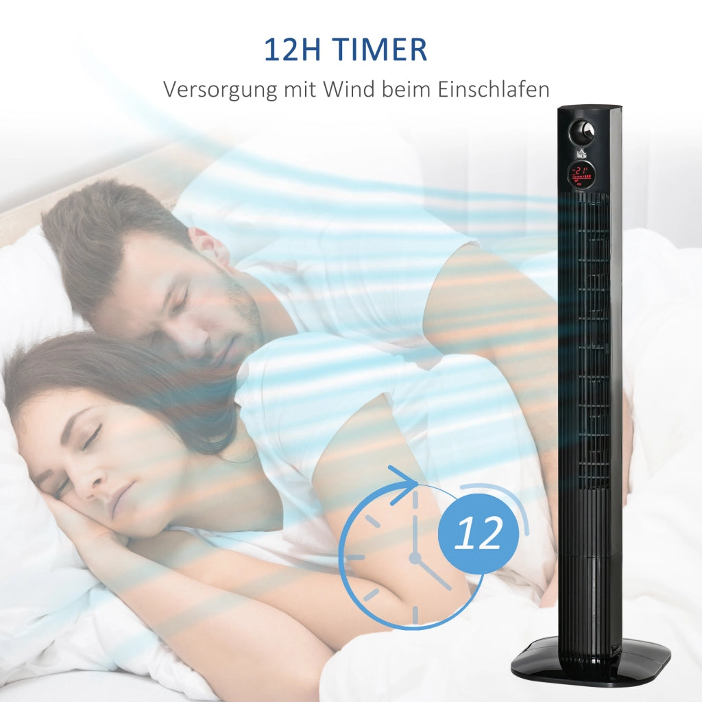 Ventilatore a colonna con telecomando e diffusore di aromi ¨C zephmum ¨C Nero 45W 70¡ã oscillazione