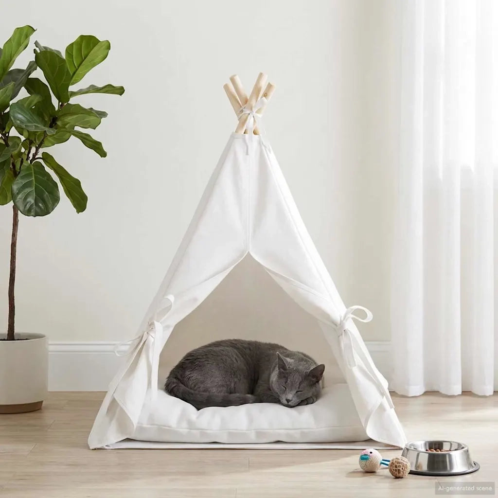 Tenda per animali con cuscino Bianco 60 x 60 x 70 cm Poliestere CFW5310828