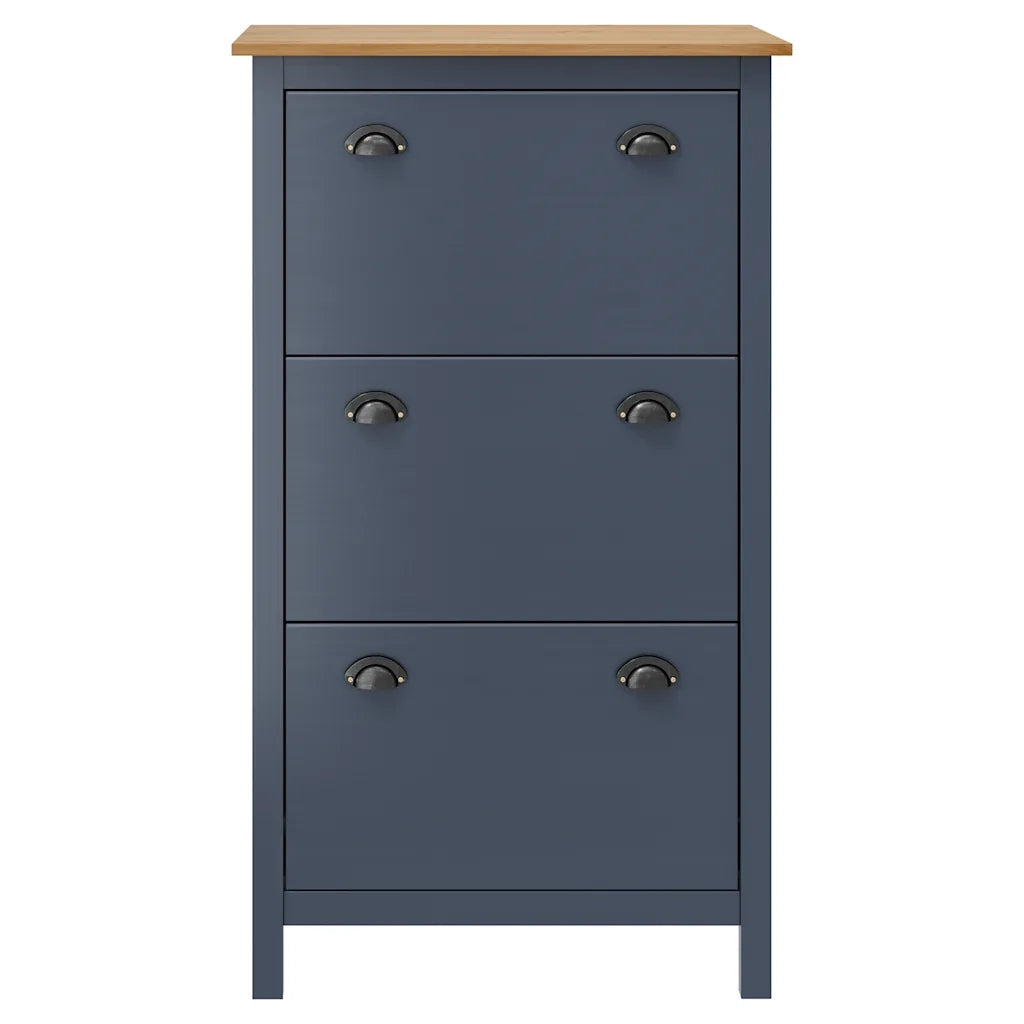 Scarpiera Hill Grigia 72x35x124 cm Legno Massello di Pino 289005