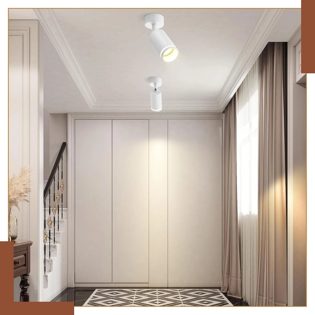 ZMH Faretto da soffitto Bianco 1 Luci GU10 Orientabile da Interno in Metallo per Soggiorno Corridoio Senza Lampadine