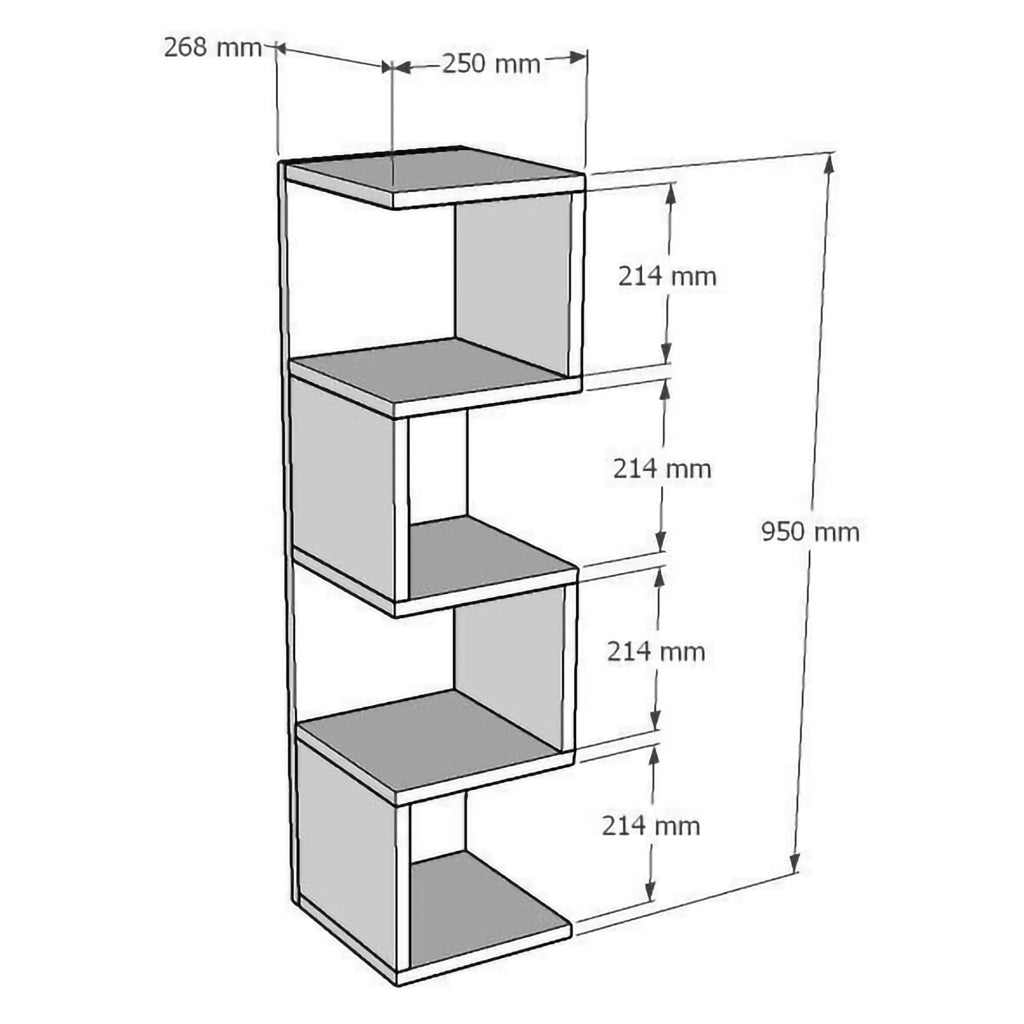 Biblioteca Cissone, Libreria 3 Ripiani, 27x25x95h cm Marrone Rovere