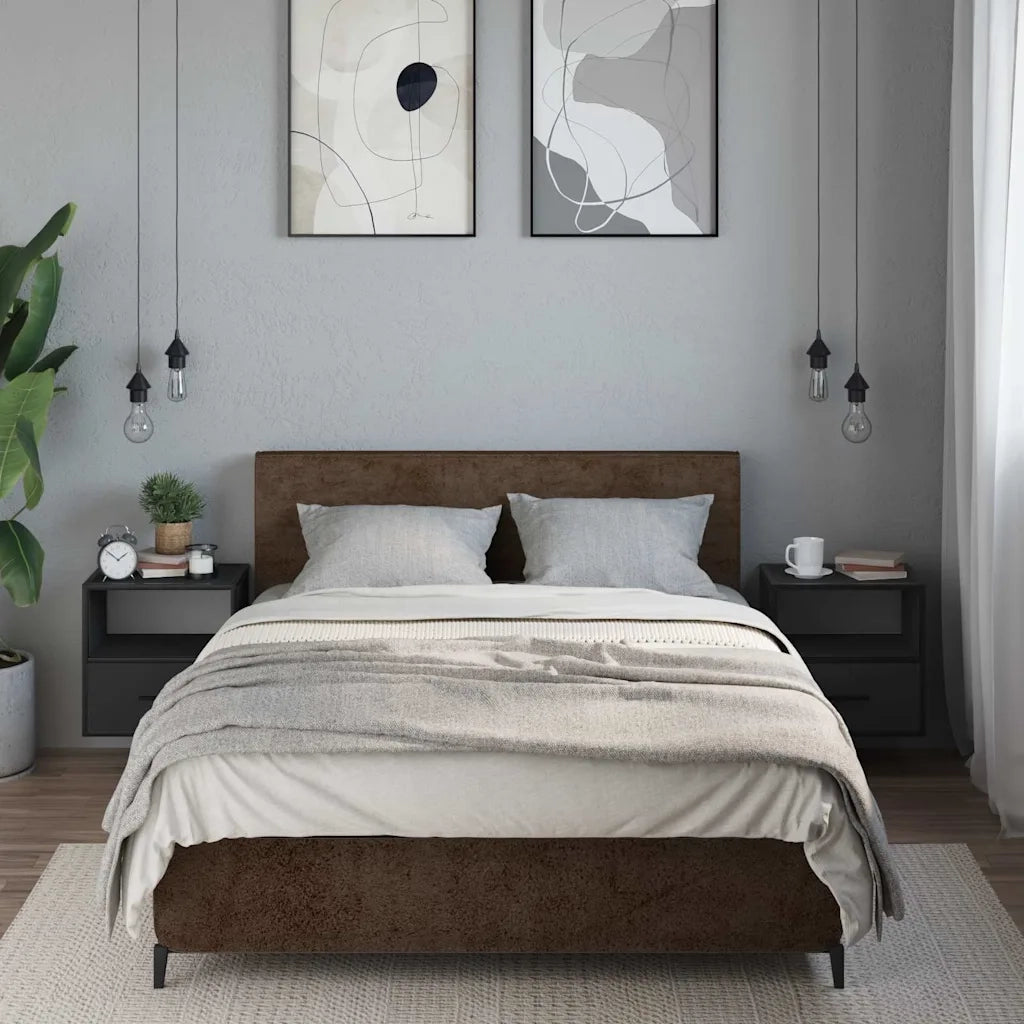 Set di 2 Comodini | Armadio da Notte | Mobiletto da notte a Muro Nero 40x31x39,5 cm