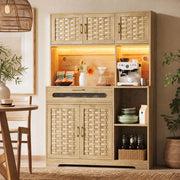 ARMADIO ALTO 120x40x180 cm Natural in MDF, vetro e metallo con LED