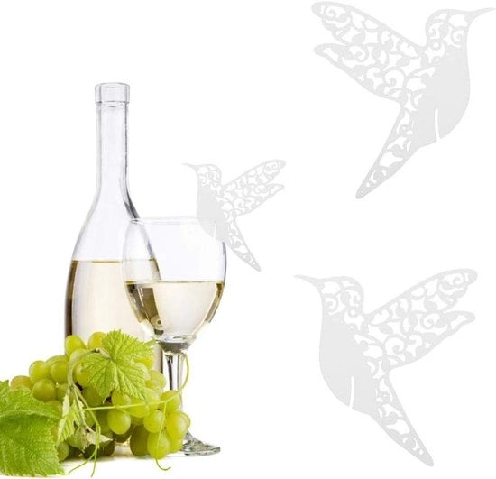 50 pezzi di cartoncini per nome in forma di uccello per decorazione del vassoio da vino - Matrimonio e festa - Bianco