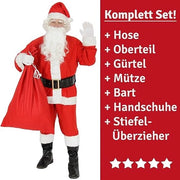 Costume da Babbo Natale per uomo, 9 pezzi, con cappello, barba, cintura e guanti, taglia 3XL.