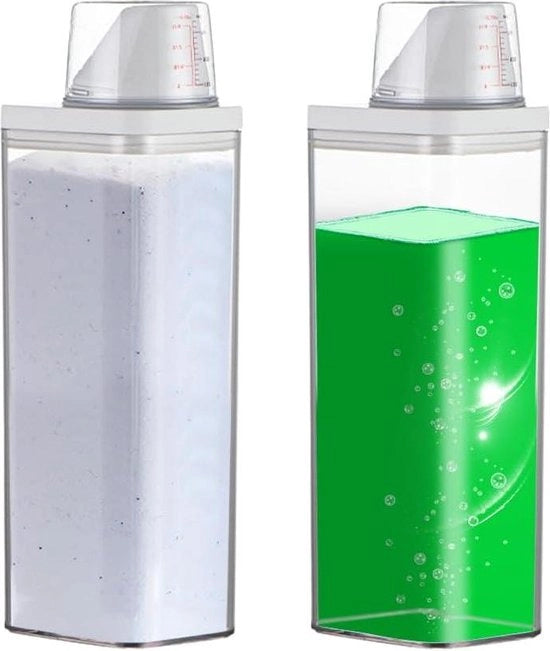 Dispensatore di detersivo con misurino - 1900 ml - 2 pezzi - ermetico - contenitore di polvere per lavastoviglie - contenitore di ricarica - contenitore per cibo per animali