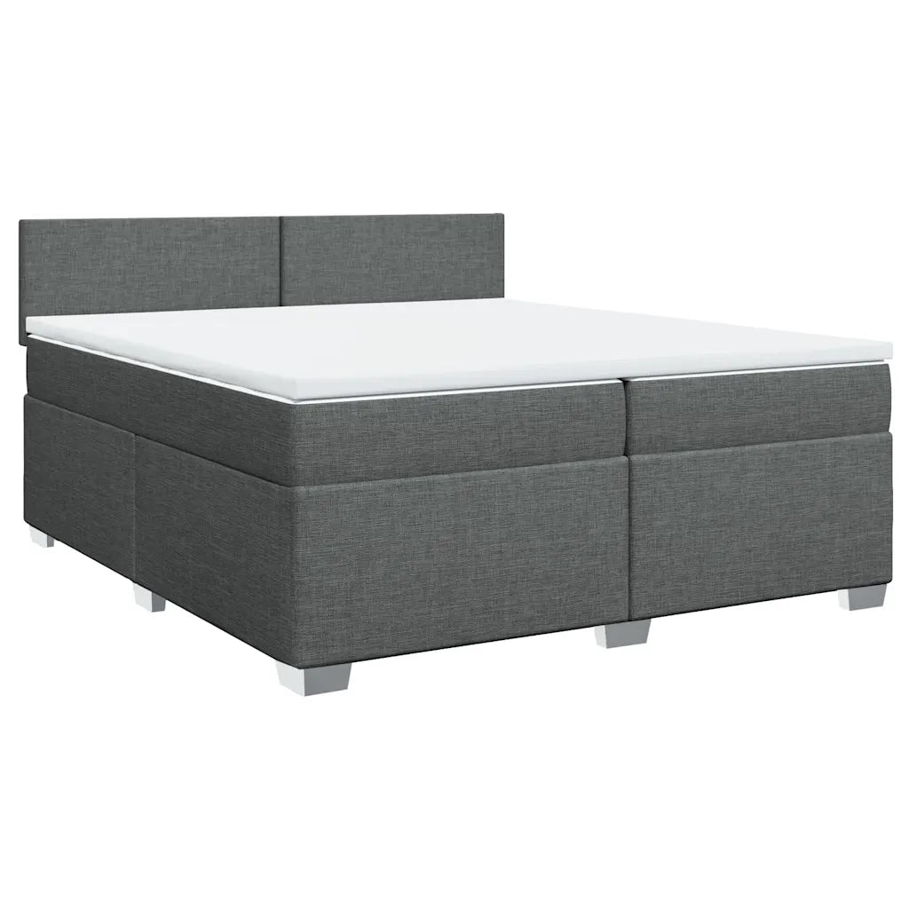 Giroletto a Molle con Materasso Grigio Scuro 200x200 cm Tessuto