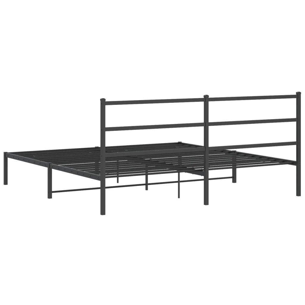 Giroletto con Testiera-Struttura Letto con testiera in Metallo Nero 193x203 cm 150353