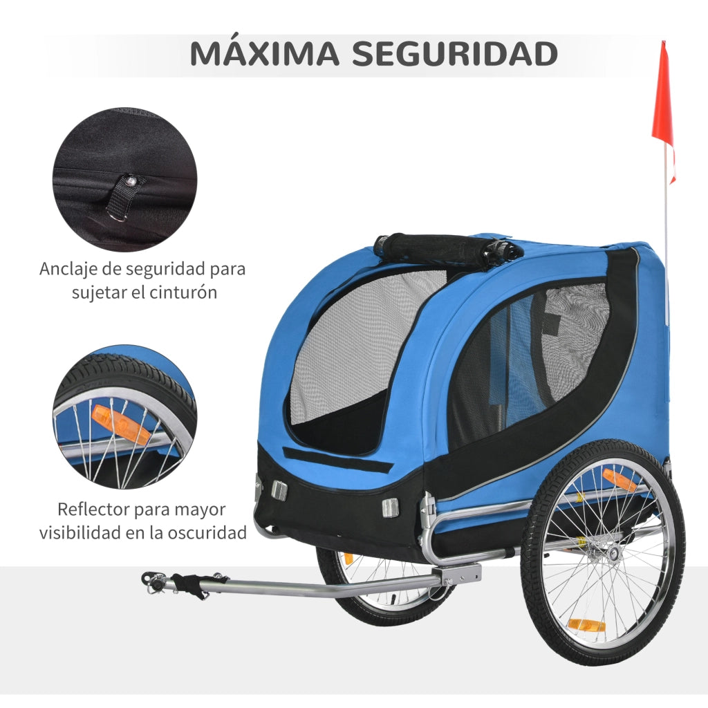 Rimorchio Bicicletta per Cani ¨C zephmum ¨C 130x73x90 cm Azzurro Nero
