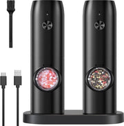Molitore elettrico per sale e pepe - ricaricabile - automatico - illuminazione LED bianca - regolazione della grana - spazzola per pulizia - ristorante barbecue