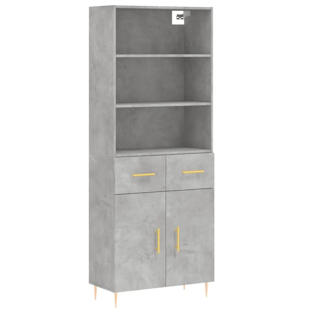Credenza-Buffet-Armadio da cucina Grigio Cemento 69,5x34x180 cm in Legno Multistrato 663122