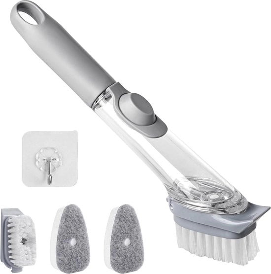 Spazzola per lavastoviglie multifunzionale - 4 teste - distributore sapone - pulizia vasca lavastoviglie e servizio piatti 

Modello: 123456
Codice prodotto: ABC123
Materiali: plastica e gomma
Dimensioni: 20 x 10 x 5 cm
Peso: 150 g