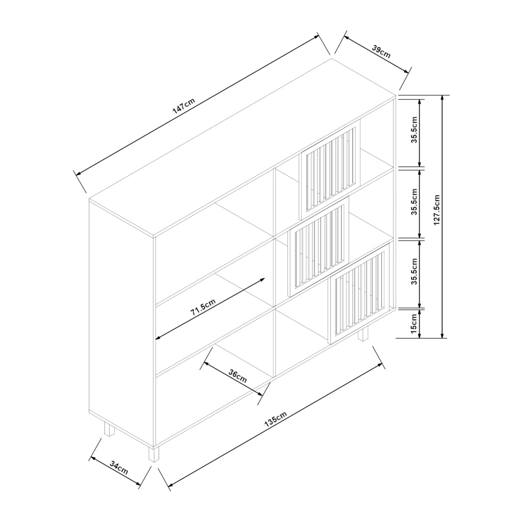Libreria Bassa Ypäjä in Bambù con Sportelli Scorrevoli 128x147x39 cm [en.casa]