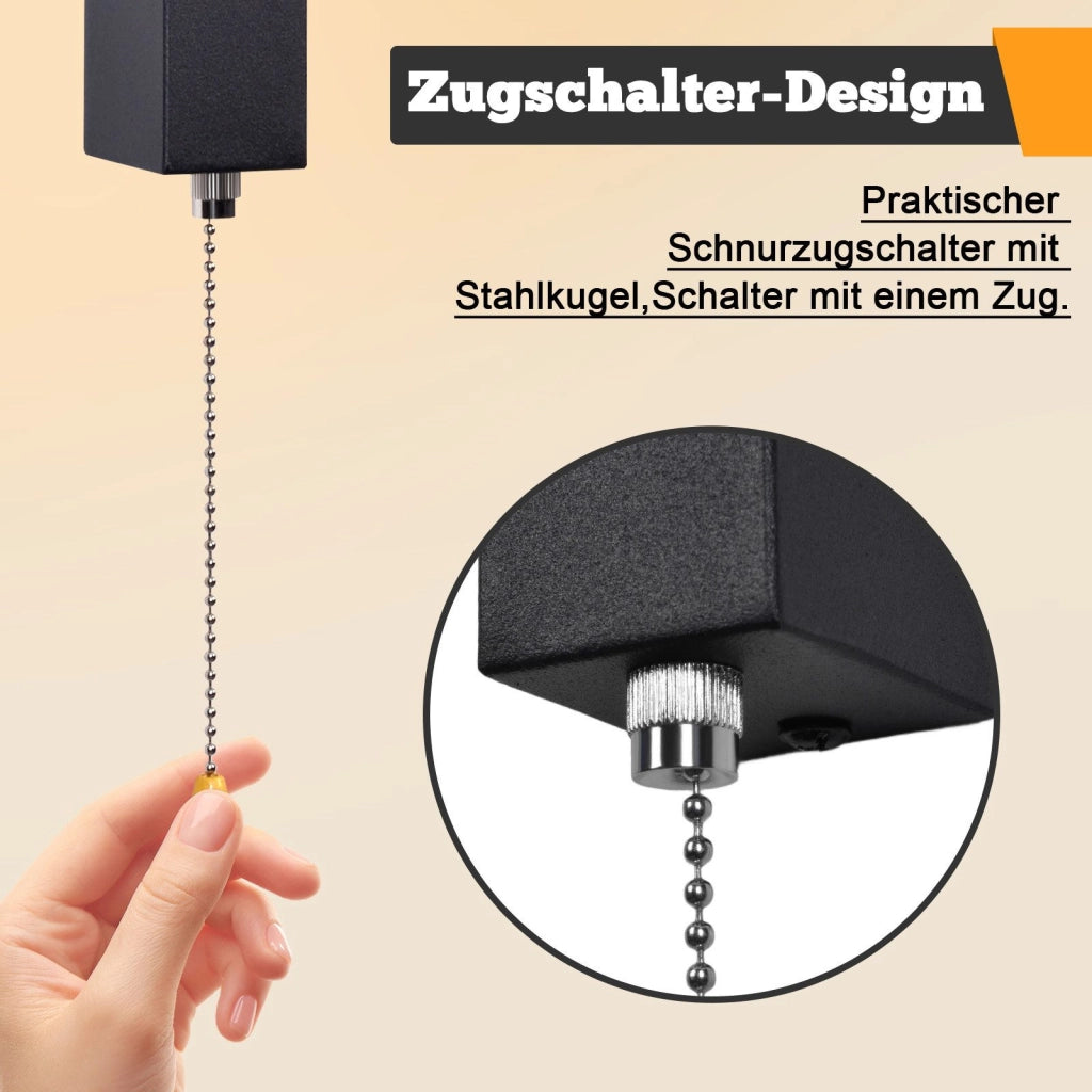 ZMH Applique da parete moderna a LED per interni nera con interruttore a tirante 3000K 6W