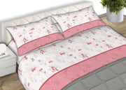 Completo Lenzuola Matrimoniale 100% Cotone Made Italy Disegno Jenny CN - Matrimoniale - Rosa