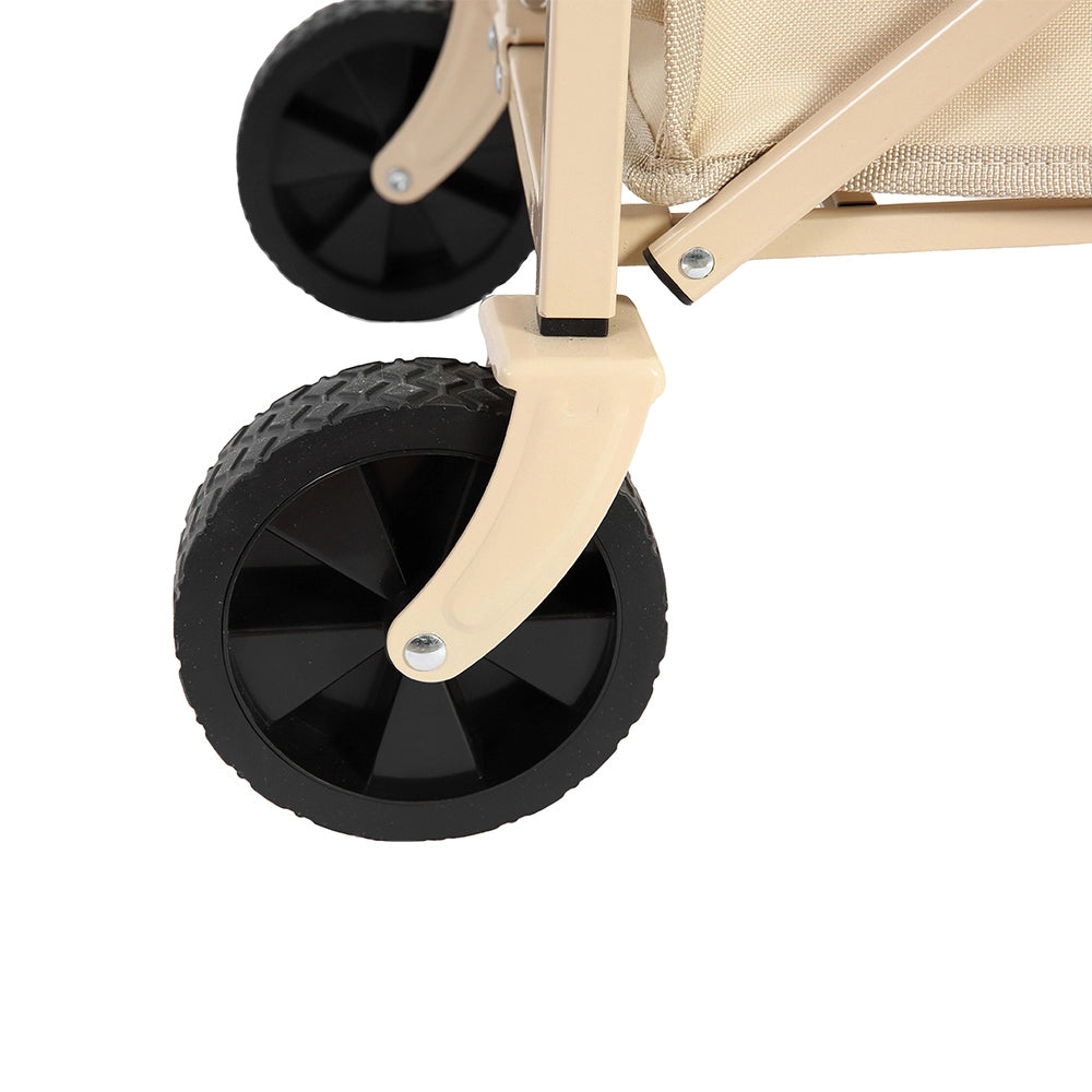 Carrello da spiaggia pieghevole leggero - Xylo - 50L - Beige - Ruote robuste per campeggio e shopping