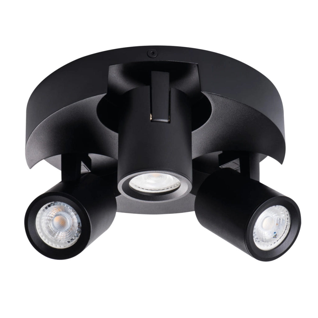 Plafoniera Kanlux Laurin 29127 3 luci GU10 nera alluminio