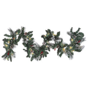 Festone LED verde bianco 180 cm materiale sintetico artificiale rami di Natale pigne bacche