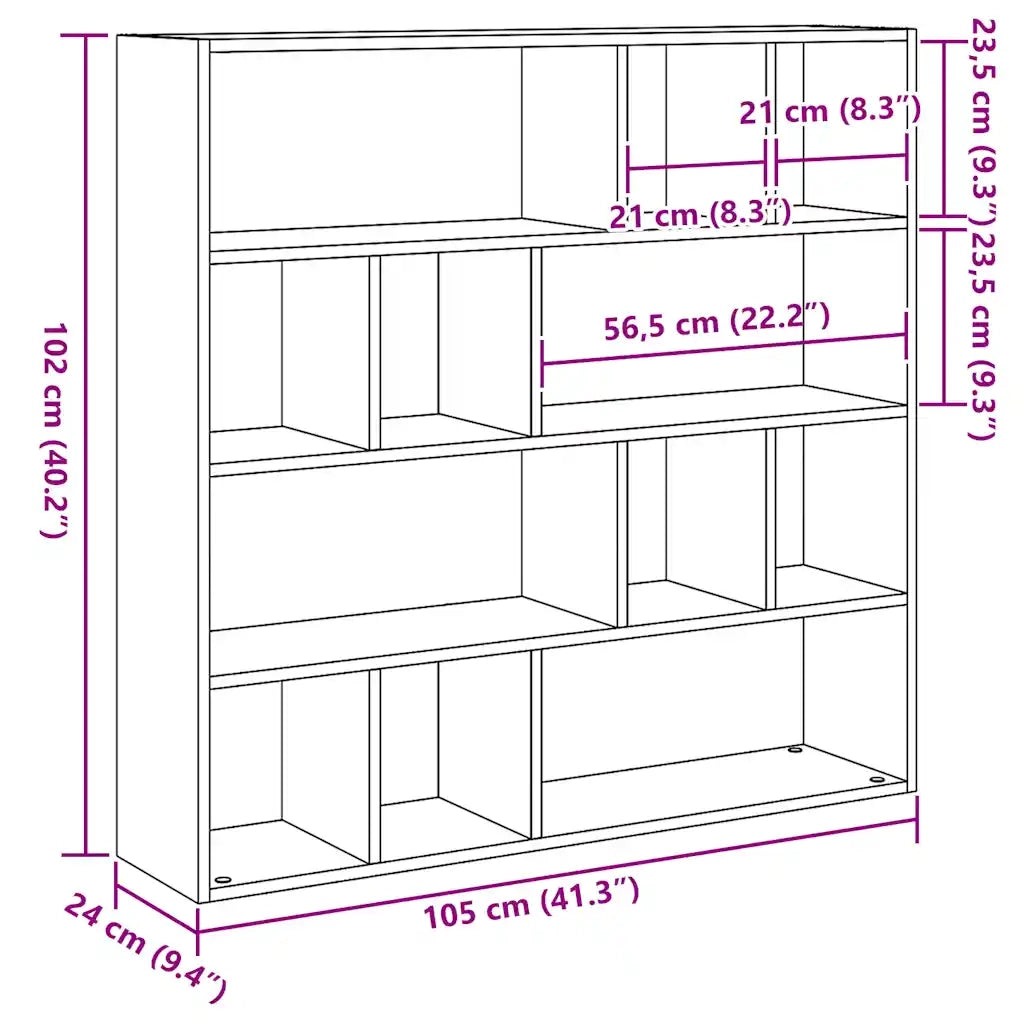 Libreria/Divisorio Rovere Nero 105x24x102 cm 862422