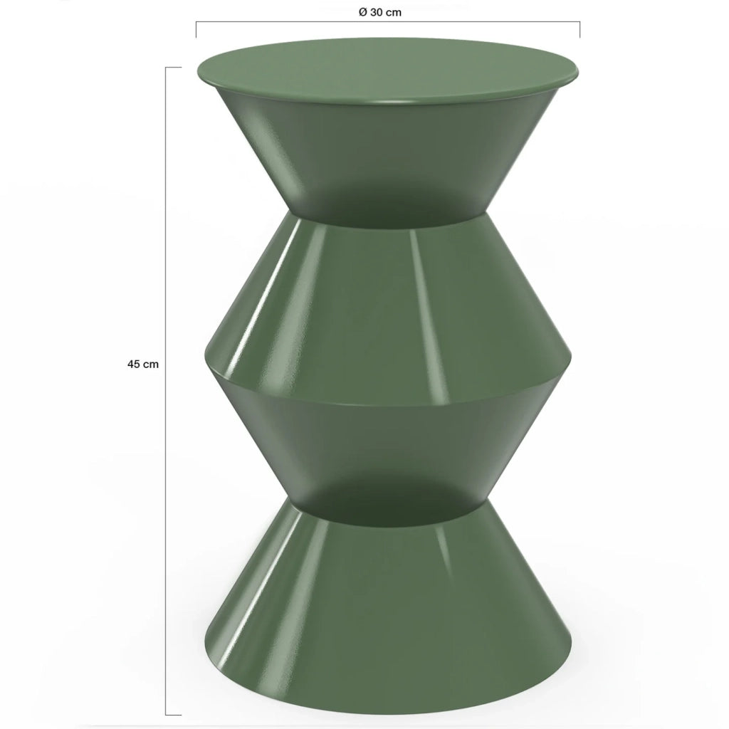IDMarket - Tavolino rotondo, tavolino da salotto, comodini IRENE 30 cm in metallo verde kaki