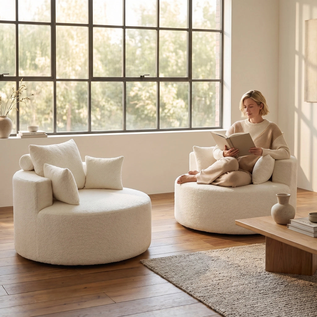 Poltrona modulare in chenille senza montaggio per soggiorno e camera da letto beige 44 kg