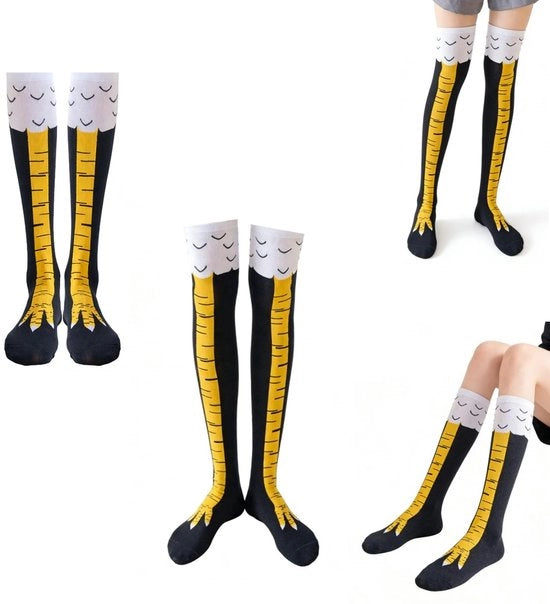 Set di calze per pollo in gomma - 2 pezzi - Disegno 3D - Unisex - Accessori divertenti per regali - Accessori per travestimento - Misto morbido e respirabile