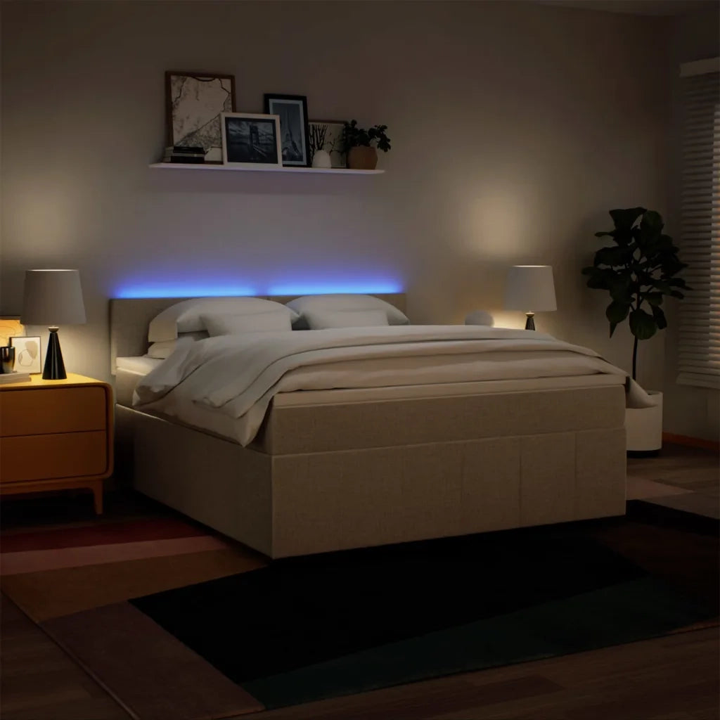 vidaXL Giroletto a Molle con Materasso Crema 180x200 cm in Tessuto
