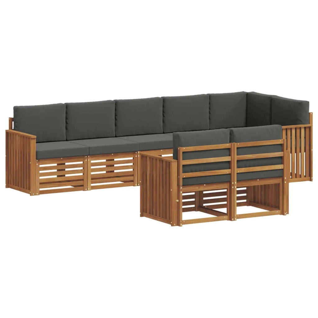 Set divani 8 pcs Naturale e Antracite Legno di Acacia Massello 3375007