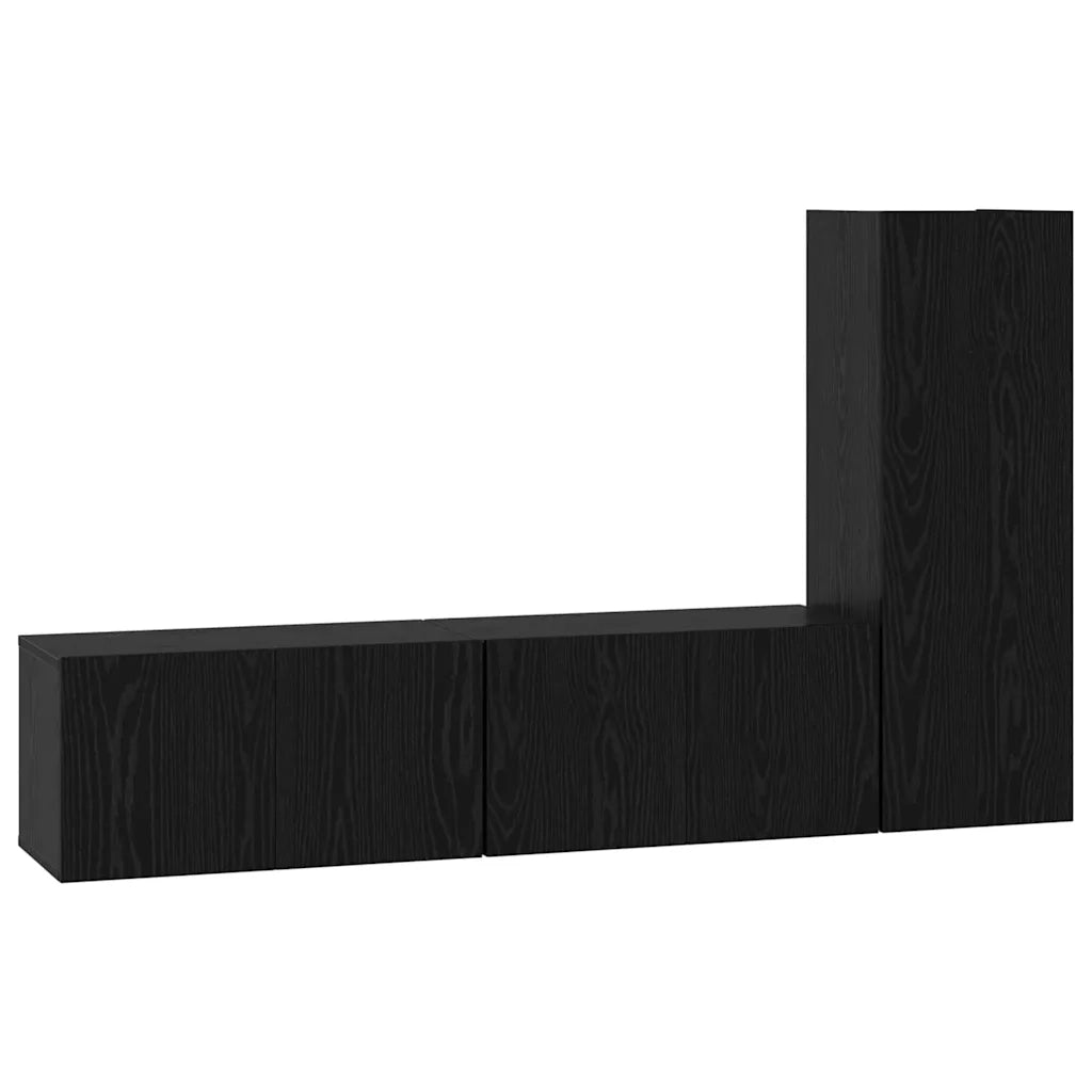 Set mobile TV 3 pz-Set di 3 Credenza per TV Rovere Nero Legno multistrato 221611