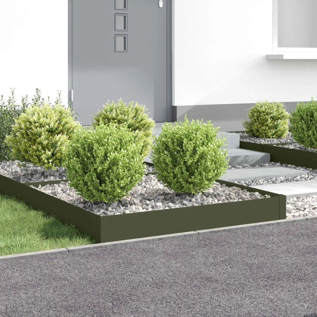 Bordura per Prato 4 pz 100 x 100 x 20 cm Acciaio Verde Oliva 8008966