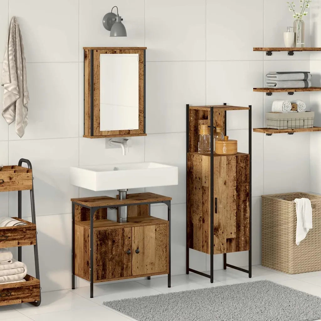 Set di mobili per il Bagno | Armadio da bagno 3 pz Marrone 33 x 33 x 120.5 cm