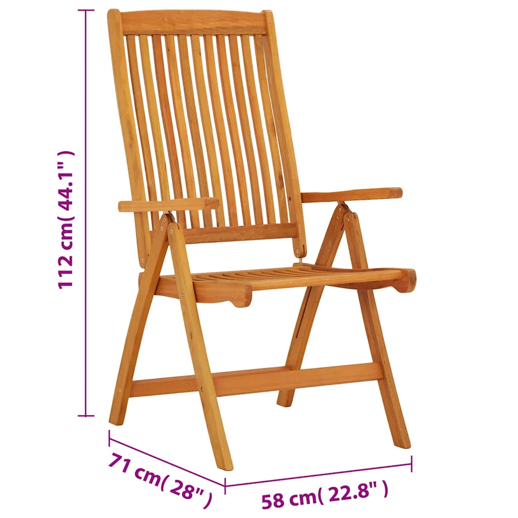 Sedie da Giardino Pieghevoli 2pz in Legno Massello di Eucalipto 316069