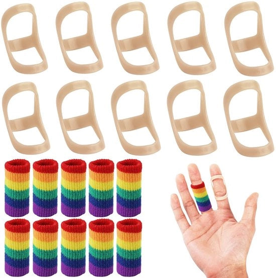 Kit di sostegno per dita - 20 pezzi - Supporto per dita - Placca per dita ovale - Cuscini morbidi - 10 misure - Adatto per dita ferite