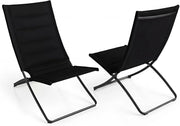 Set di 2 sedie pieghevoli, portatili, da campeggio con telaio in metallo, pieghevoli, con piedini antiscivolo, portata 180 kg, sedia a sdraio per pesca, picnic, piscina, giardino, balcone