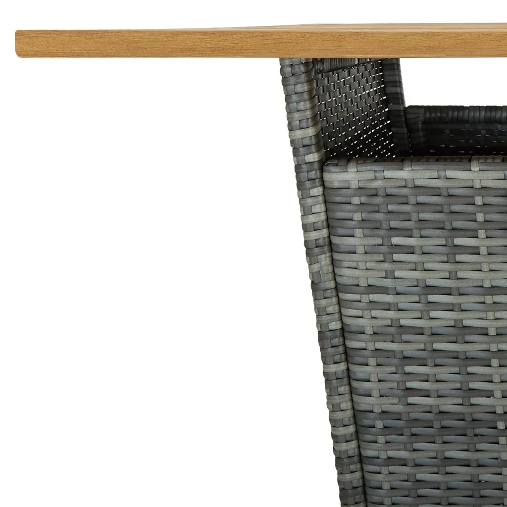 Tavolino da Tè Grigio 80x80x110 cm Polyrattan e Massello Acacia 313466