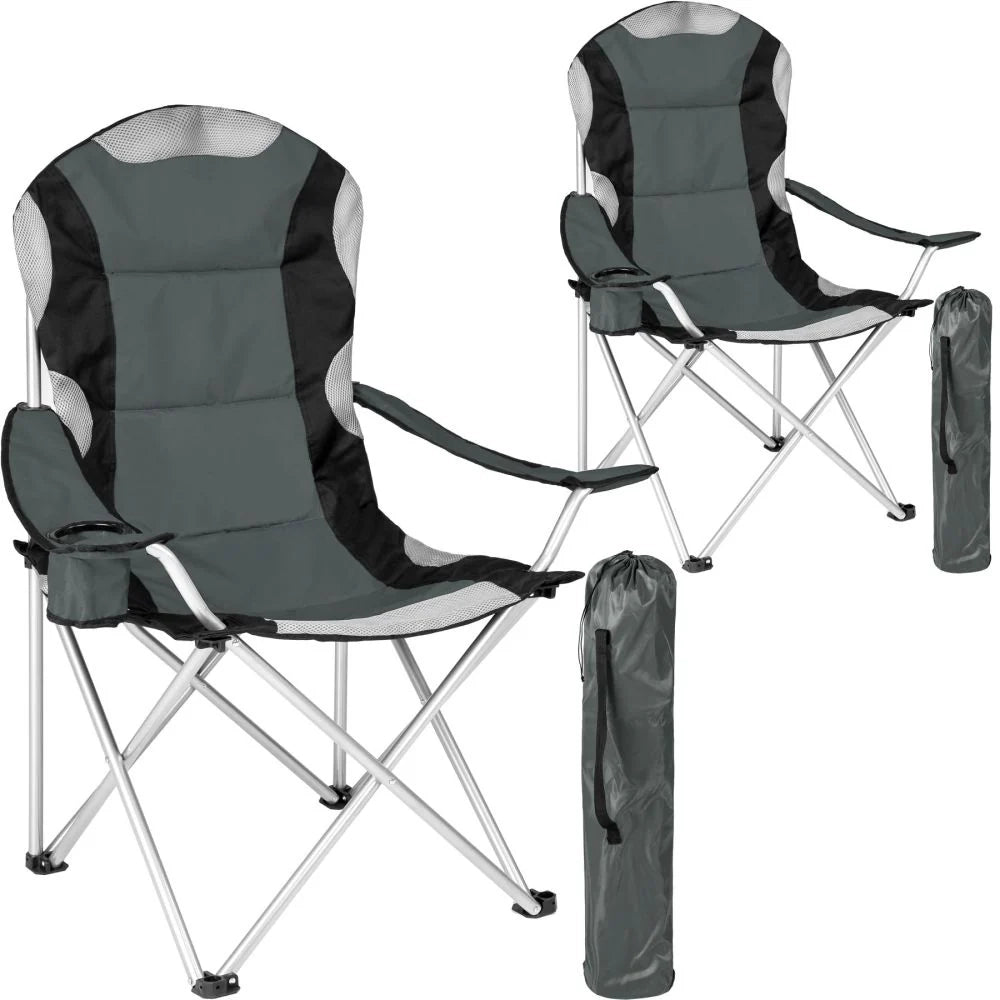 Set di 2 sedie da giardino pieghevoli da campeggio con imbottitura grigia 2208273