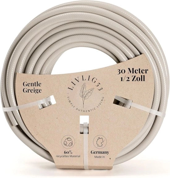 Serpentino per giardino 30 m - PVC riciclato - grigio chiaro - 1/2 pollici