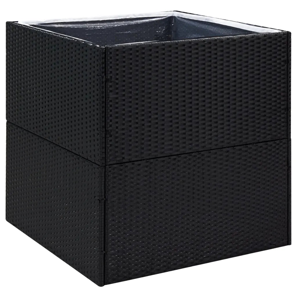 Fioriera | Cassetta per fiori | Vaso da Giardino Nero 80x80x80 cm in Polyrattan