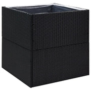 Fioriera | Cassetta per fiori | Vaso da Giardino Nero 80x80x80 cm in Polyrattan