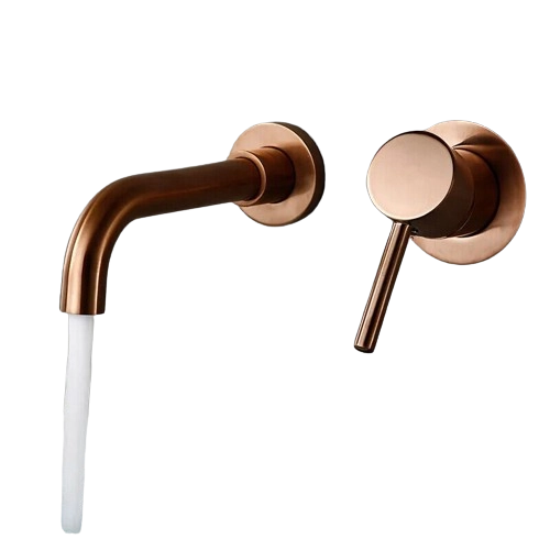 NAVIS|Rubinetto da bagno montaggio a parete in 2 parti oro rosa|semplice in acciaio inox a parete|Miscelatore per lavabo gastronomico per hotel