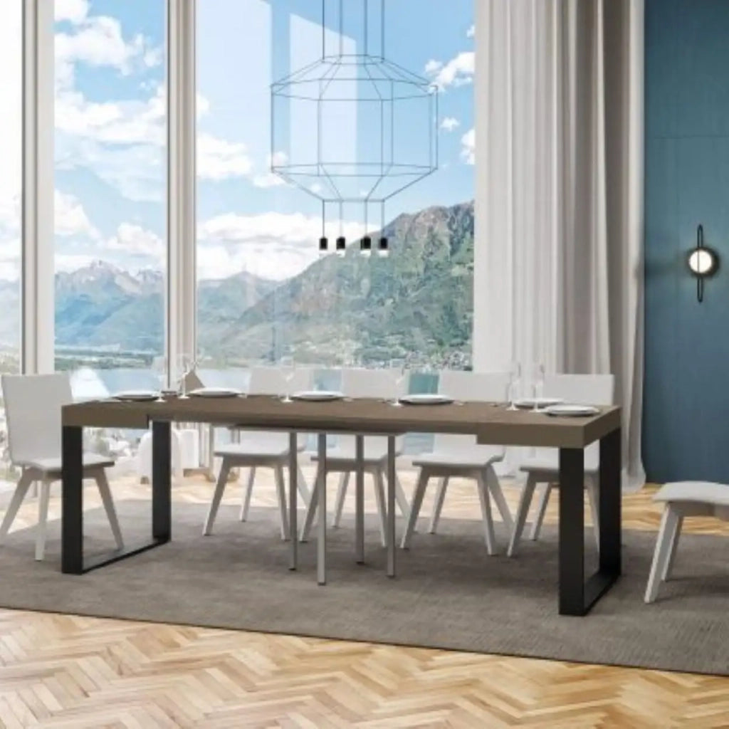 Tavolo allungabile 90/246x90 cm Tecno tortora gambe antracite