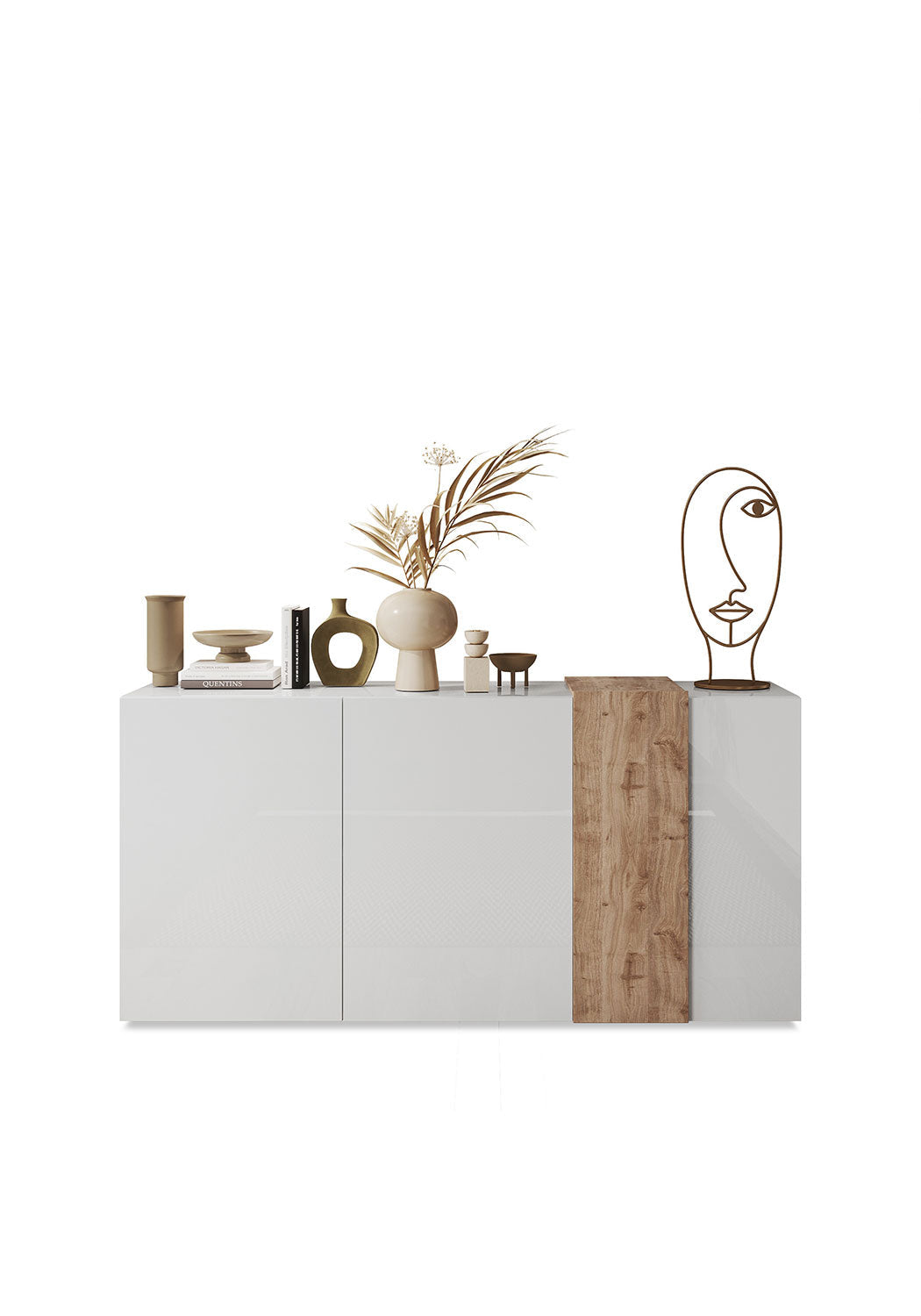 Madia Design Moderno 3 Ante Venus 181x44x84 cm Bianco Lucido E Cadiz