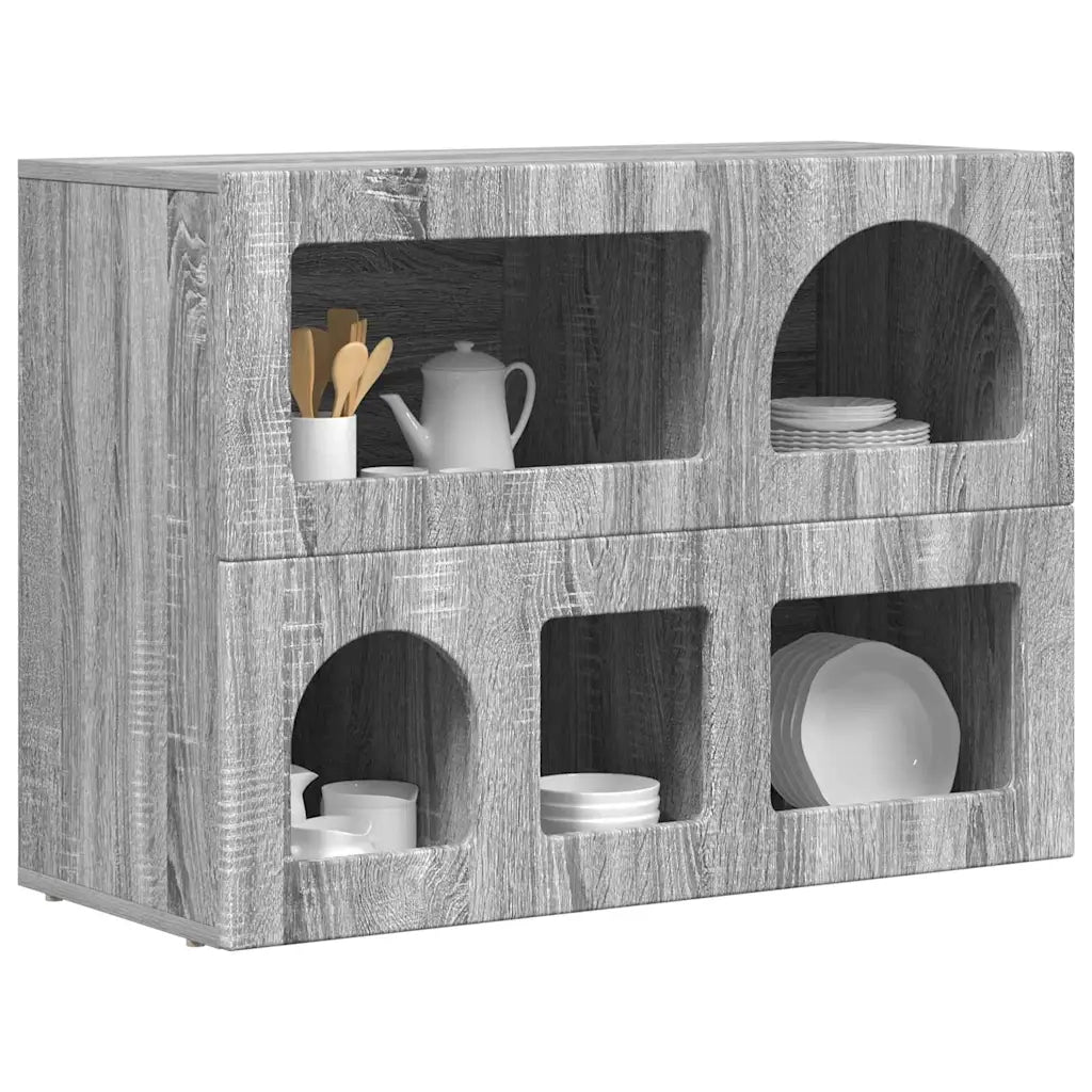 Credenza Grigio Sonoma 80.5 x 35 x 59 cm Legno multistrato