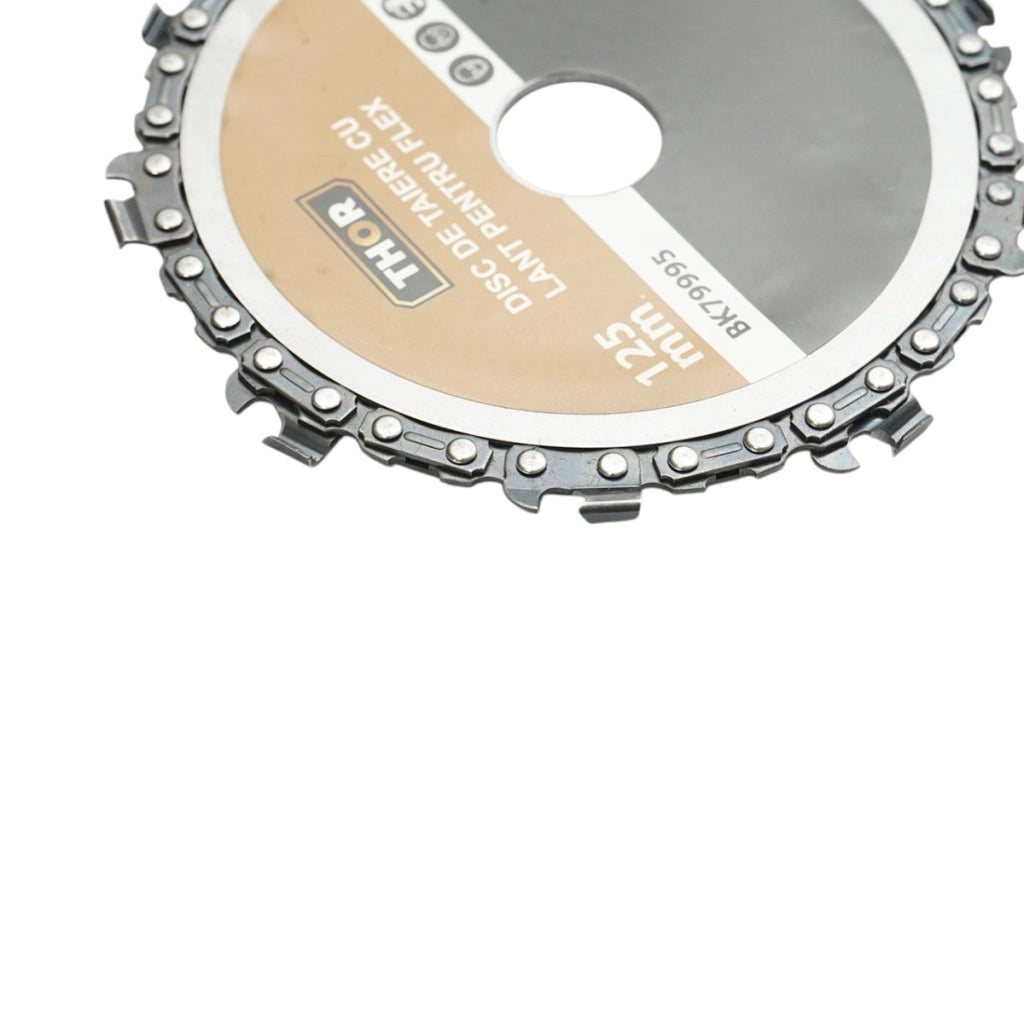 Disco a catena per smerigliatrice 125x22mm 9 denti per taglio legno THOR