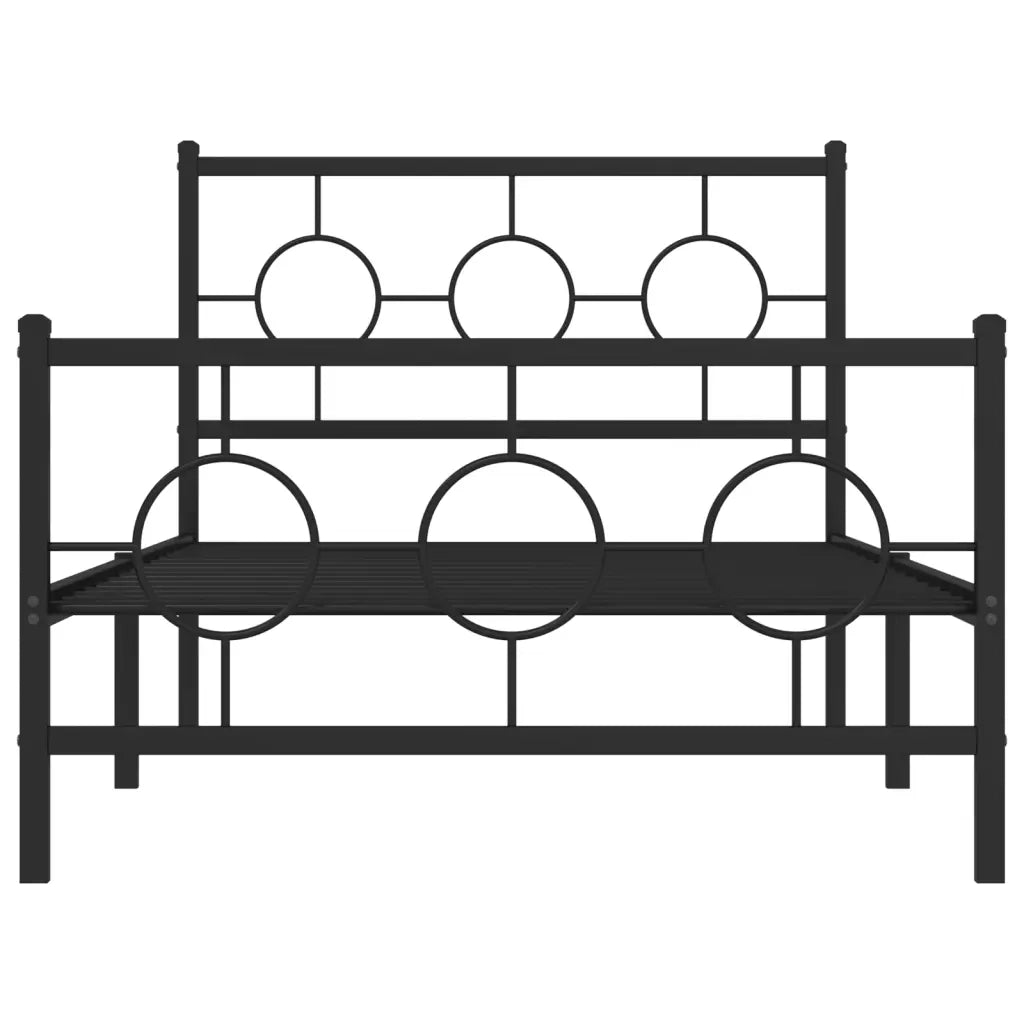 Giroletto con Testiera e Pediera Metallo Nero 100x200 cm 376239