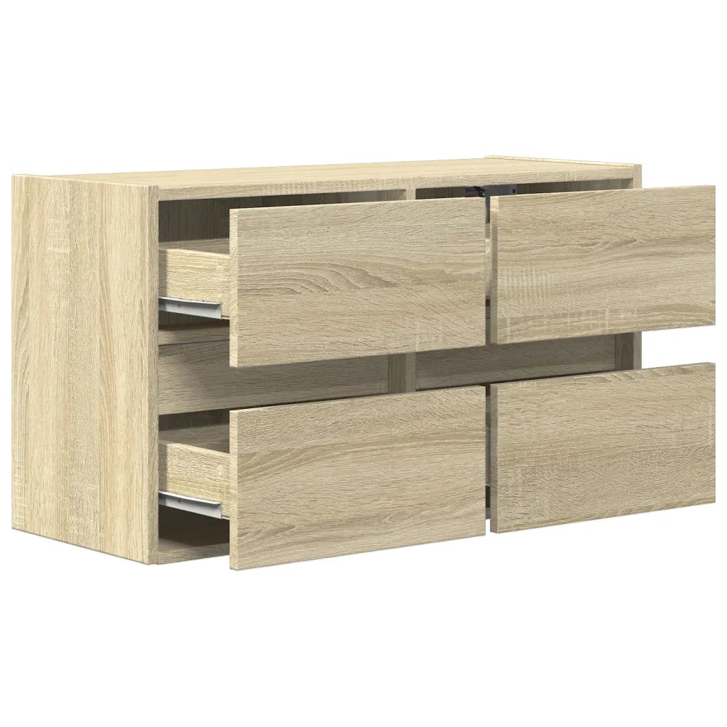 vidaXL Mobile TV a Parete con Luci LED Rovere Sonoma 80x31x45 cm