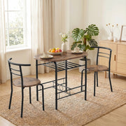 TAVOLO da pranzo Set da 3 pezzi 80x52x76 cm Marrone rustico con 2 sedie