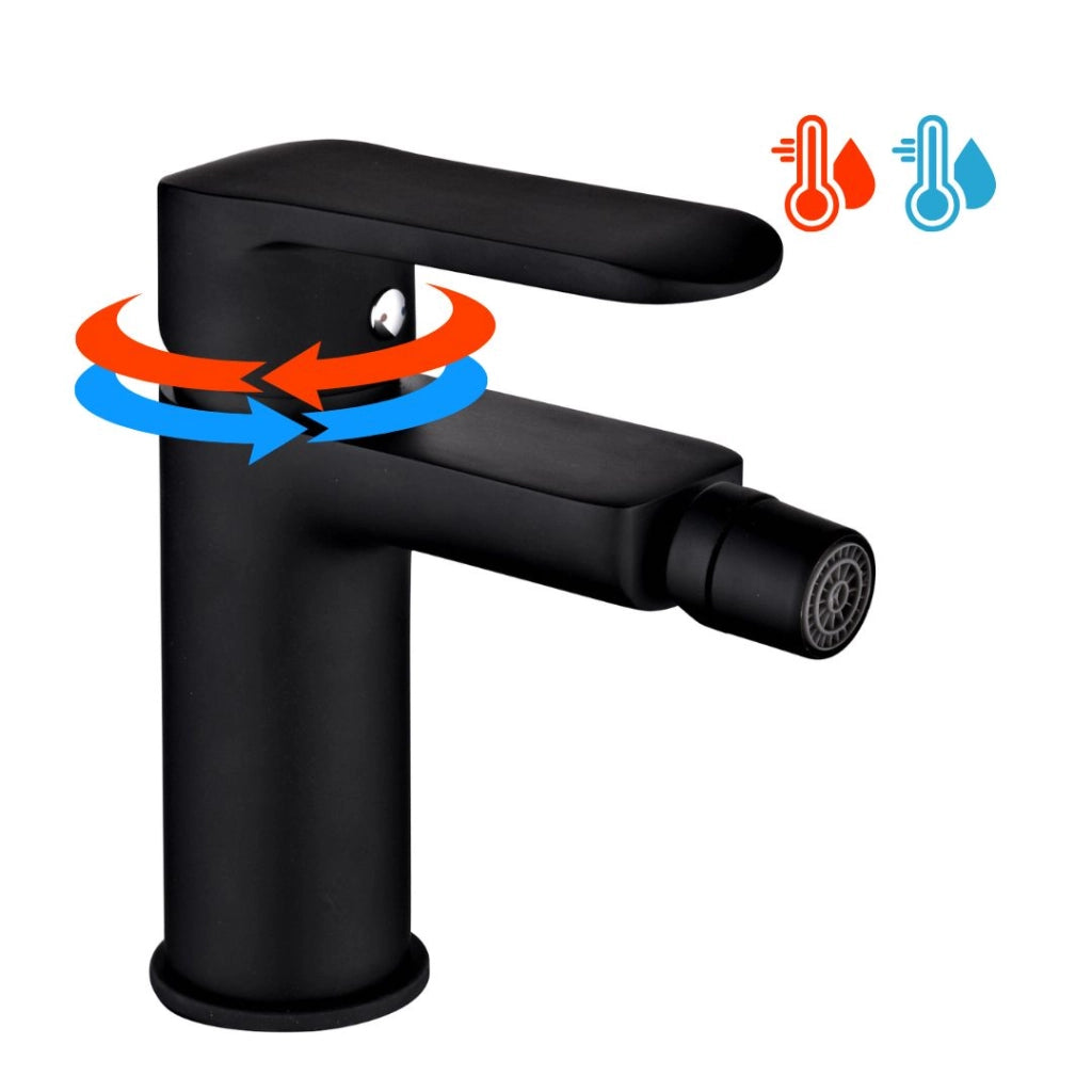 Miscelatore rubinetto puma per bidet in ottone colore nero opaco con piletta *** confezione 1